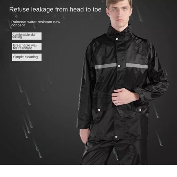 Men's 3XL Waterproof Rain Coat & Pant Color Block Set - Picture 2 of 12